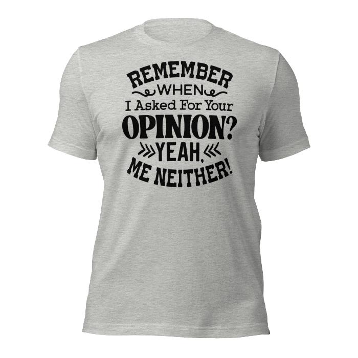 Heather grey  unisex t-shirt with fun opinion print. 