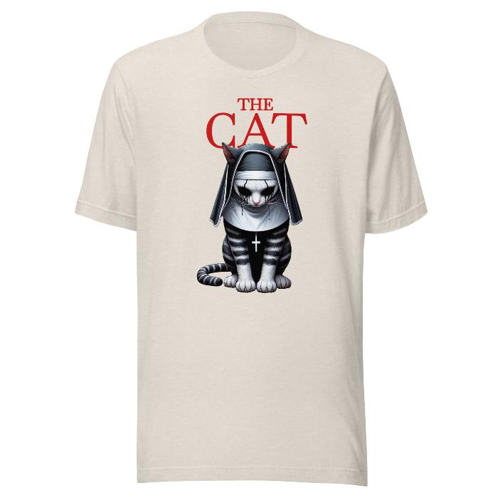 Dust classic t-shirt with cat print.  Perfect for movie buffs who like all things horror.