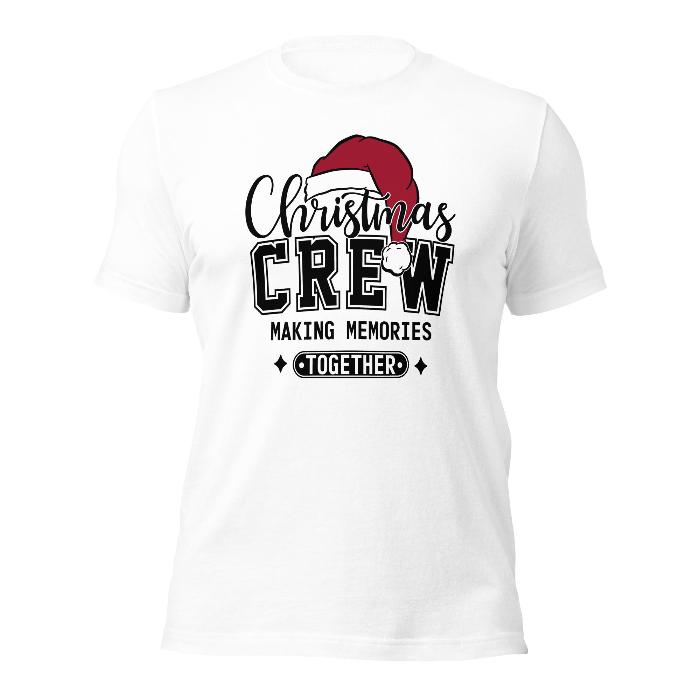 Christmas Crew T-Shirt in white.  Vibrant print and variety of sizes.