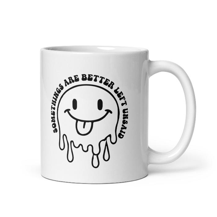 White glossy mug with front and back print.  11oz ceramic.