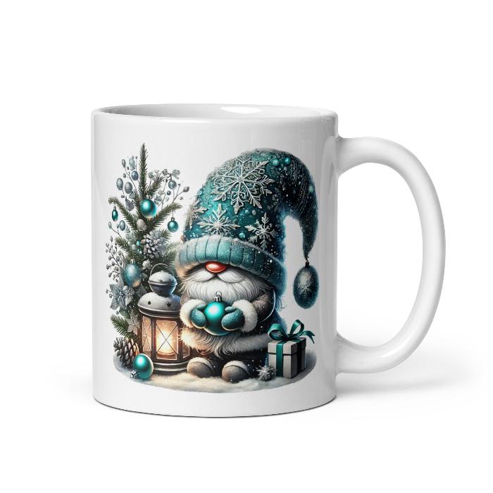 Whimsical winter frost gnome mug with vibrant print.